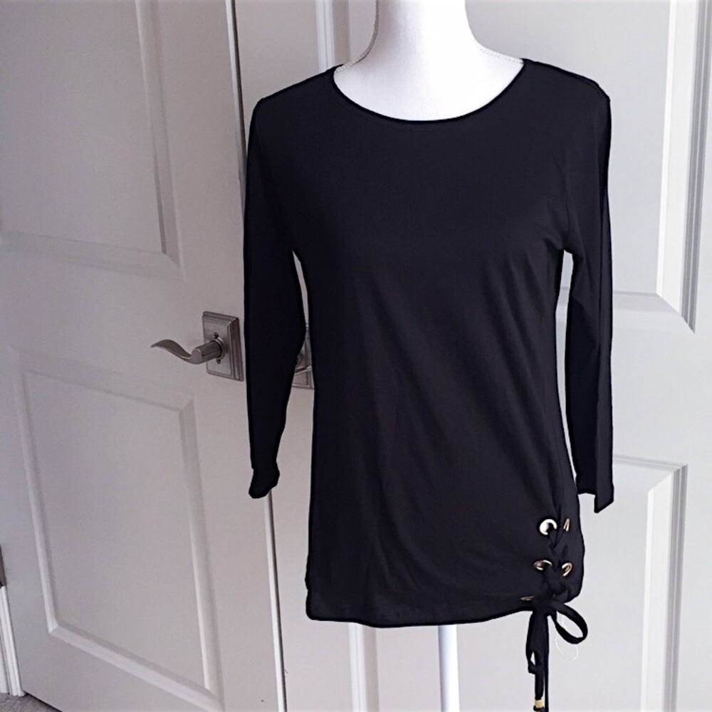 NWT MICHAEL KORS black long sleeve with ties